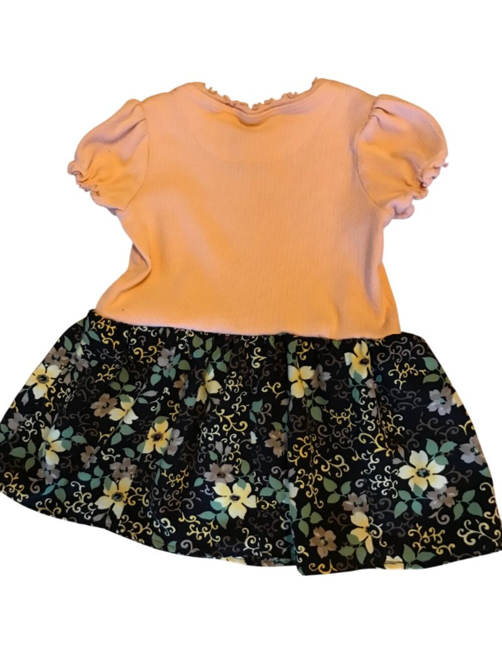 Little Girl's Handmade Ruffle Dress Upcycled T-Shirt Dress Swishy Twirly 3T